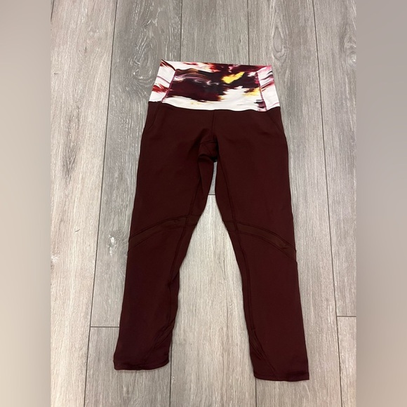 Lululemon Wunder Under Berry Rumble Yoga Leggings Size 4 Pants Maroon - Picture 1 of 9